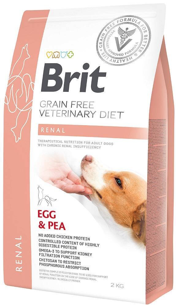 Brit GF Veterinary Diets suaugusiems šunims su kiaušiniais ir žirniais Renal, 2 kg kaina ir informacija | Sausas maistas šunims | pigu.lt
