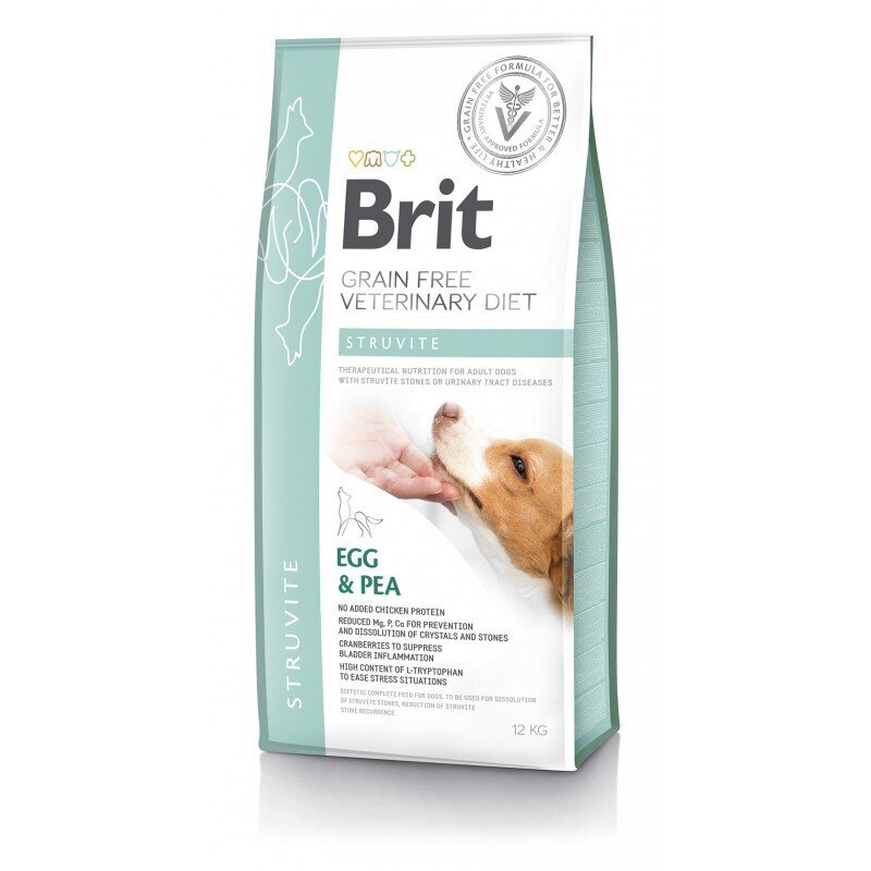 Brit GF Veterinary Diets suaugusiems šunims su kiaušiniais ir žirniais Struvite, 12 kg kaina ir informacija | Sausas maistas šunims | pigu.lt