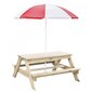 Medinis pikniko stalas su skėčiu kieme kaina ir informacija | Vaikiškos kėdutės ir staliukai | pigu.lt