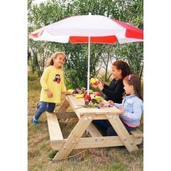 Уличный деревянный стол для пикника с зонтиком цена и информация | Детские столы и стулья | pigu.lt