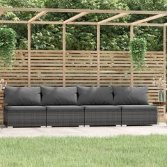 Keturvietė sofa su pagalvėlėmis, pilka цена и информация | Садовые стулья, кресла, пуфы | pigu.lt