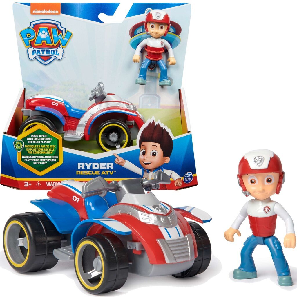 Paw Patrol Ryder Rescue ATV - automobilis su Ryder kolekcine figūra kaina ir informacija | Žaislai berniukams | pigu.lt