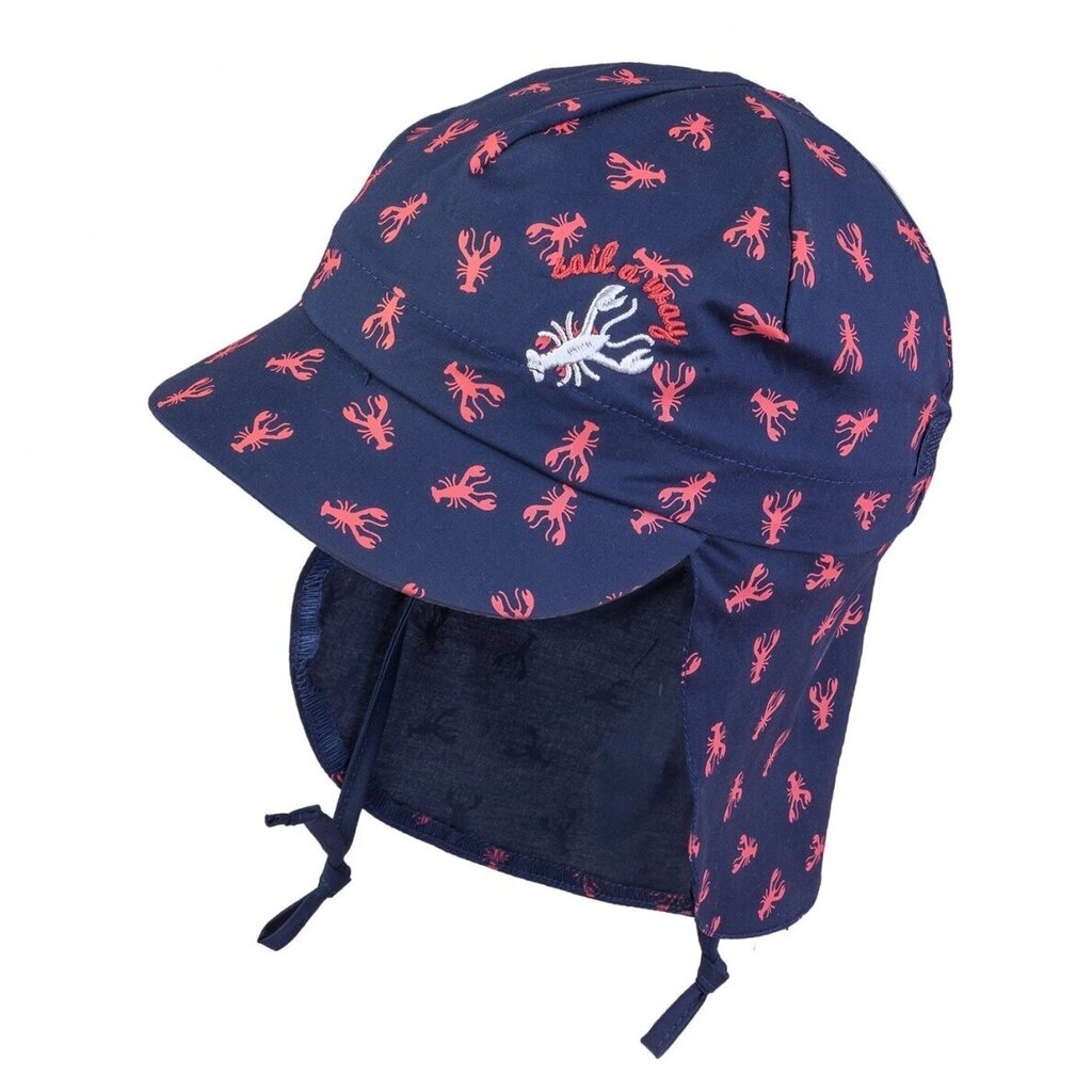 TuTu medvilninė kepurė su kaklo apsauga nuo saulės, mėlyna kaina ir informacija | Kepurės, pirštinės, šalikai berniukams | pigu.lt