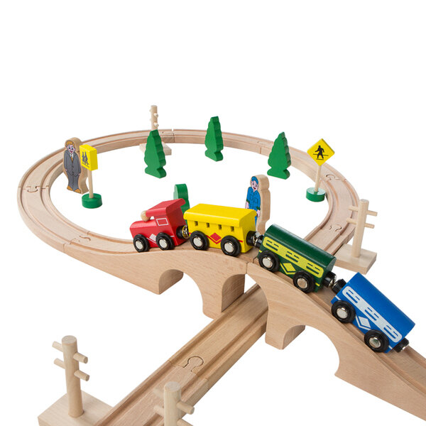 Woomax medinis žaislinis geležinkelis, 40 dalių, nuo 24 mėn. kaina ir informacija | Žaislai kūdikiams | pigu.lt