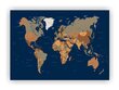 Kamštinis paveikslas - Mėlynas pasaulio žemėlapis [Kamštinis žemėlapis] 60x40cm kaina ir informacija | Reprodukcijos, paveikslai | pigu.lt