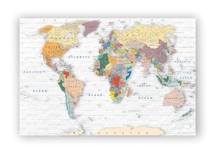 Kamštinis paveikslas - Pasaulio žemėlapis ant mūrinės sienos [Kamštinis žemėlapis] 60x40cm kaina ir informacija | Reprodukcijos, paveikslai | pigu.lt