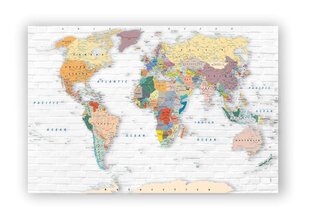 Kamštinis paveikslas - Pasaulio žemėlapis ant mūrinės sienos [Kamštinis žemėlapis] 90x60cm kaina ir informacija | Reprodukcijos, paveikslai | pigu.lt