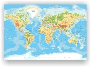 Kamštinis paveikslas - Geografinis pasaulio žemėlapis su smeigtukais. [Kamštinis žemėlapis] 60x40cm kaina ir informacija | Reprodukcijos, paveikslai | pigu.lt
