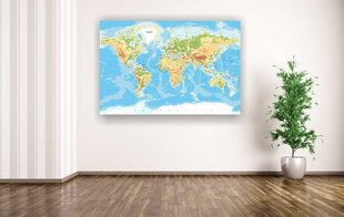 Kamštinis paveikslas - Geografinis pasaulio žemėlapis su smeigtukais. [Kamštinis žemėlapis] 100x70cm kaina ir informacija | Reprodukcijos, paveikslai | pigu.lt