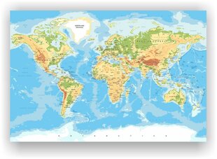 Kamštinis paveikslas - Geografinis pasaulio žemėlapis su smeigtukais. [Kamštinis žemėlapis] 100x70cm kaina ir informacija | Reprodukcijos, paveikslai | pigu.lt