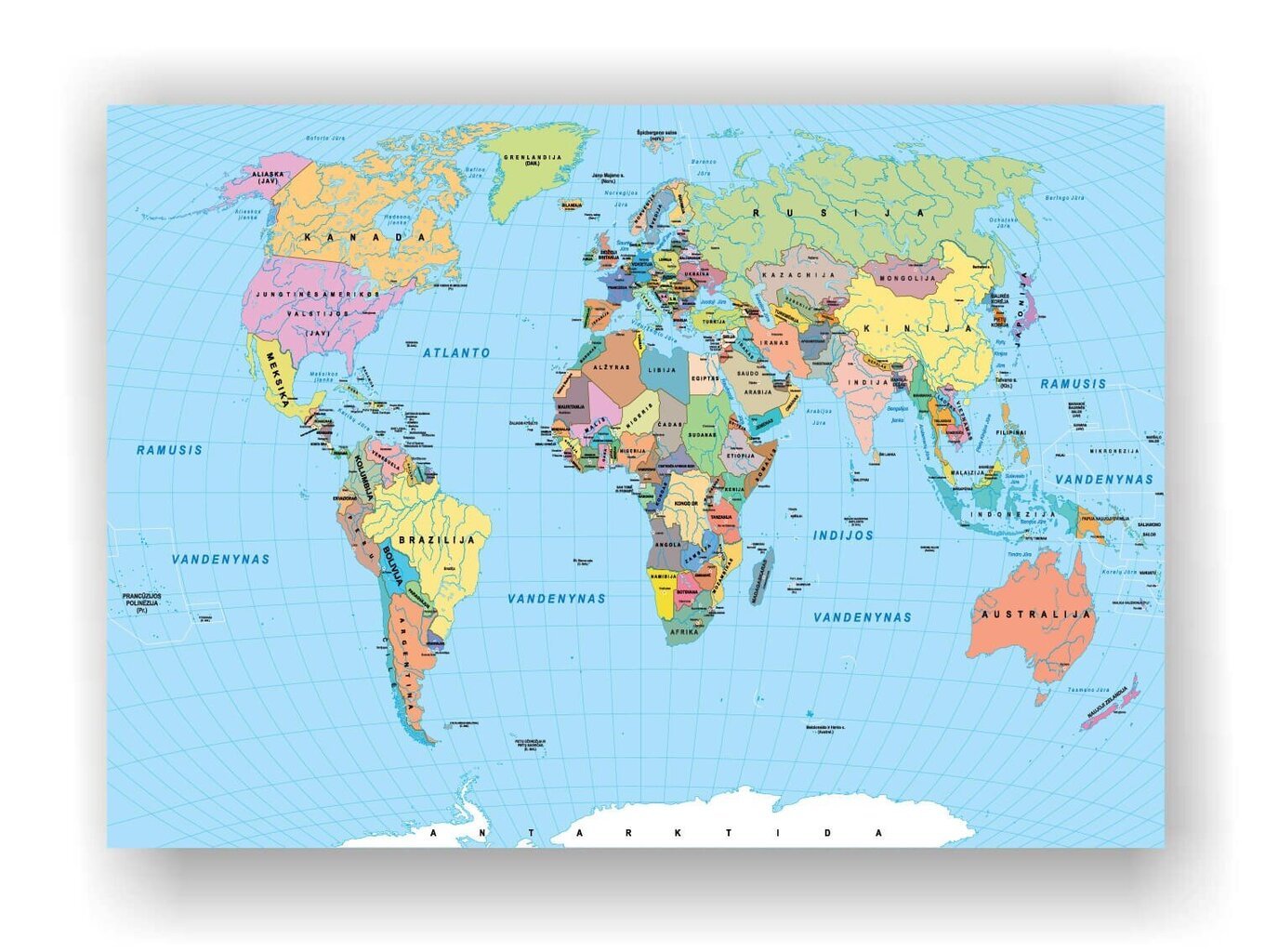 Kamštinis paveikslas - Pasaulio žemėlapis. Lietuvių kalba. [Kamštinis žemėlapis] 70x50xm kaina ir informacija | Reprodukcijos, paveikslai | pigu.lt