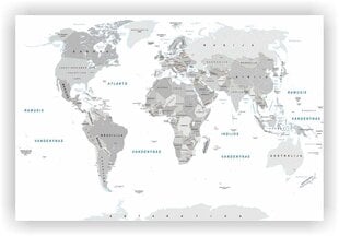 Kamštinis paveikslas - Pasaulio žemėlapis. Baltas. Lietuvių kalba. [Kamštinis žemėlapis] 100x70cm kaina ir informacija | Reprodukcijos, paveikslai | pigu.lt