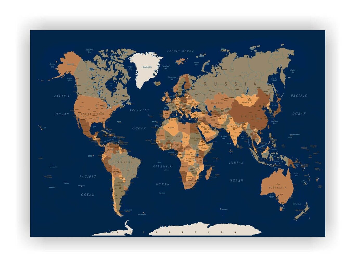 Kamštinis paveikslas - Mėlynas pasaulio žemėlapis [Kamštinis žemėlapis] 90x60cm цена и информация | Reprodukcijos, paveikslai | pigu.lt