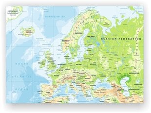 Kamštinis paveikslas - Pasaulio žemėlapis su smeigtukais. Europos kalnai [Kamštinis žemėlapis] 100x50cm kaina ir informacija | Reprodukcijos, paveikslai | pigu.lt