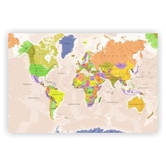 Kamštinis paveikslas - Spalvotas pasaulio žemėlapis II. Lietuvių kalba 100x50cm kaina ir informacija | Reprodukcijos, paveikslai | pigu.lt
