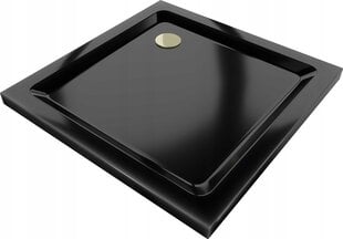 Kvadratinis dušo padėklas Mexen Flat Slim su sifonu, Black+Gold, 70x70,80x80,90x90,100x100 cm kaina ir informacija | Dušo padėklai | pigu.lt