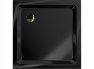 Kvadratinis dušo padėklas Mexen Flat Slim su sifonu, Black+Gold, 70x70,80x80,90x90,100x100 cm цена и информация | Душевые поддоны | pigu.lt
