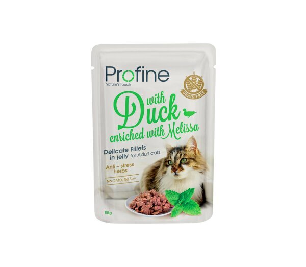 Profine Cat Pouch Duck in Jelly šlapias kačių maistas 85g kaina ir informacija | Konservai katėms | pigu.lt