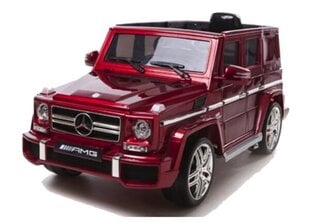 Mercedes G63 12v su muzikiniu moduliu, raudona blizgi kaina ir informacija | Elektromobiliai vaikams | pigu.lt