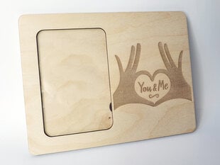 Деревянная эко фоторамка с гравировкой и надписью “You & Me” цена и информация | Рамки, фотоальбомы | pigu.lt