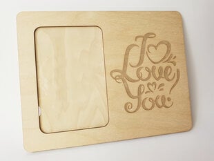 Деревянная эко фоторамка с гравировкой и надписью "I Love you!"  цена и информация | Рамки, фотоальбомы | pigu.lt