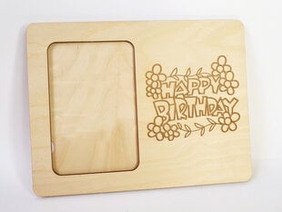Деревянная эко фоторамка в подарок на день рождения с гравировкой и надписью “Happy birthday” цена и информация | Рамки, фотоальбомы | pigu.lt
