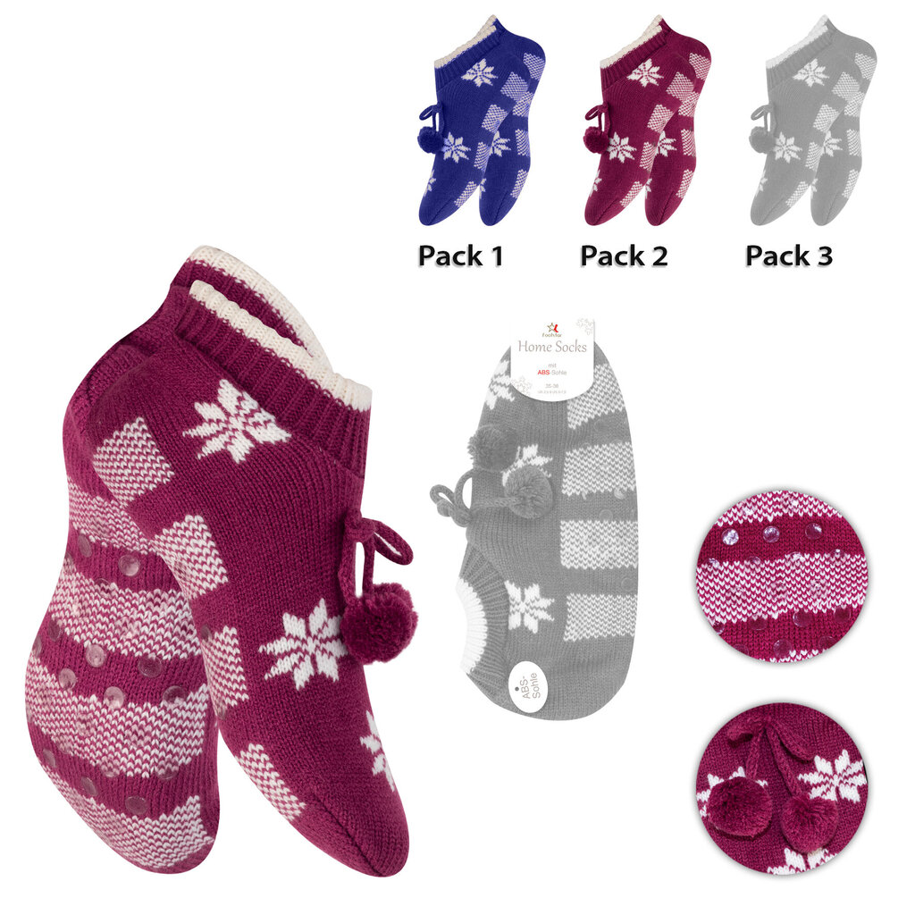 Trumpos, žieminės namų kojinės su ABS Footstar 60758, pilkos цена и информация | Moteriškos kojinės | pigu.lt