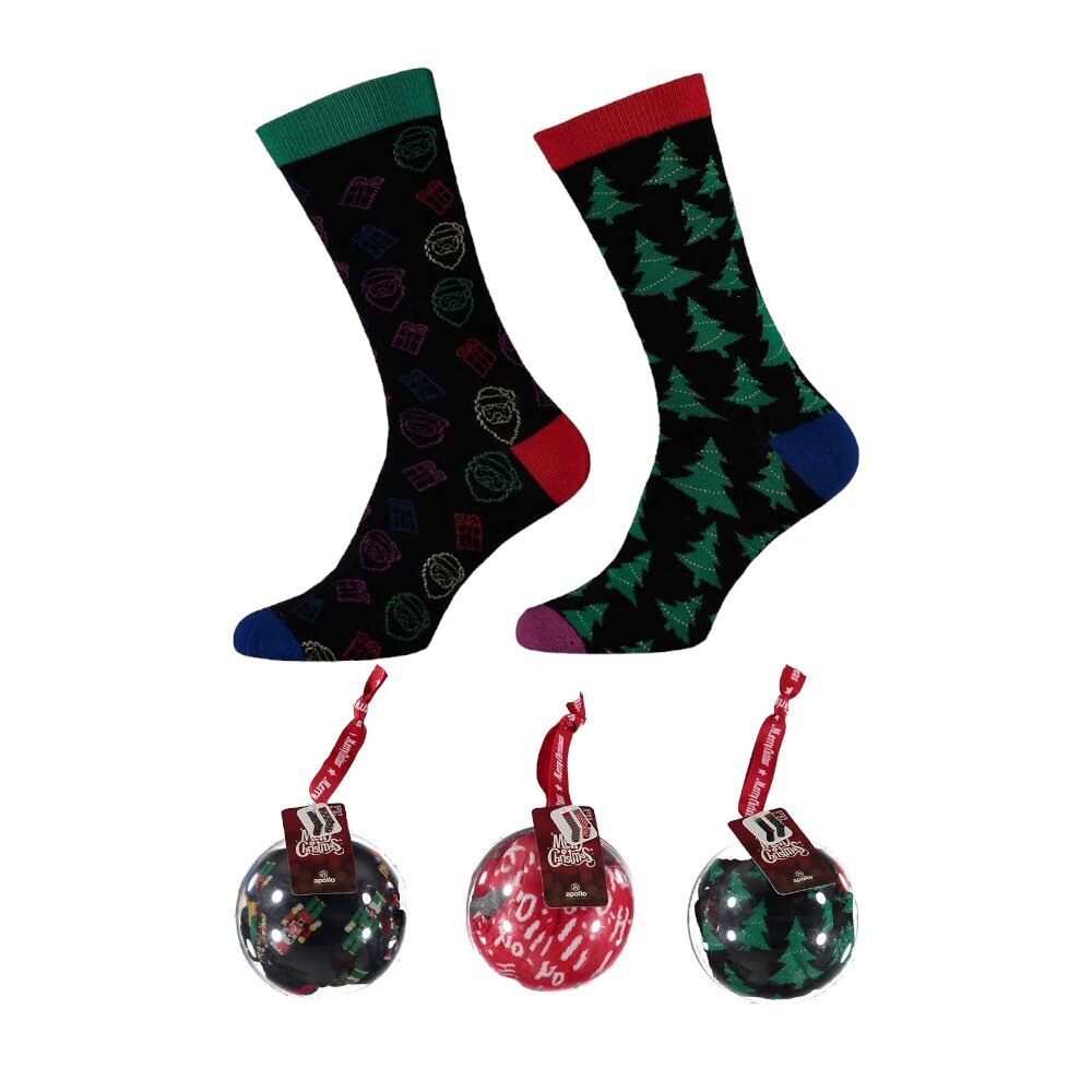 Kalėdinės kojinės vyrams Apollo Dovanų burbulas, 2 poros kaina ir informacija | Vyriškos kojinės | pigu.lt