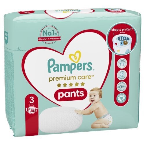 Sauskelnės-kelnaitės Pampers Premium Care 3 dydžio, 6-11 kg, 28 vnt. kaina ir informacija | Sauskelnės | pigu.lt