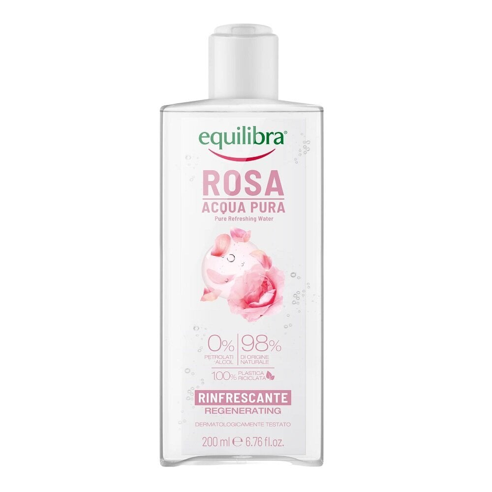 Gaivinantis rožių vanduo Equilibra Rosa Regenerating Pure Refreshing Water, 200ml kaina ir informacija | Veido prausikliai, valikliai | pigu.lt