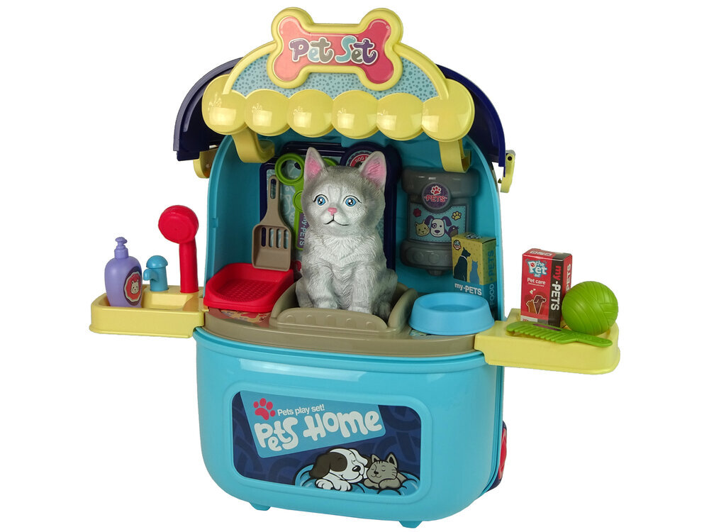 Katės grožio salono rinkinys mergaitėms Lean Toys, mėlynas цена и информация | Žaislai mergaitėms | pigu.lt