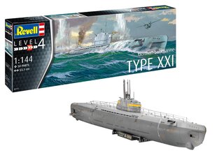 Сборная пластиковая модель Revell - German Submarine Typ XXI, 1/144, 05177 цена и информация | Конструкторы и кубики | pigu.lt