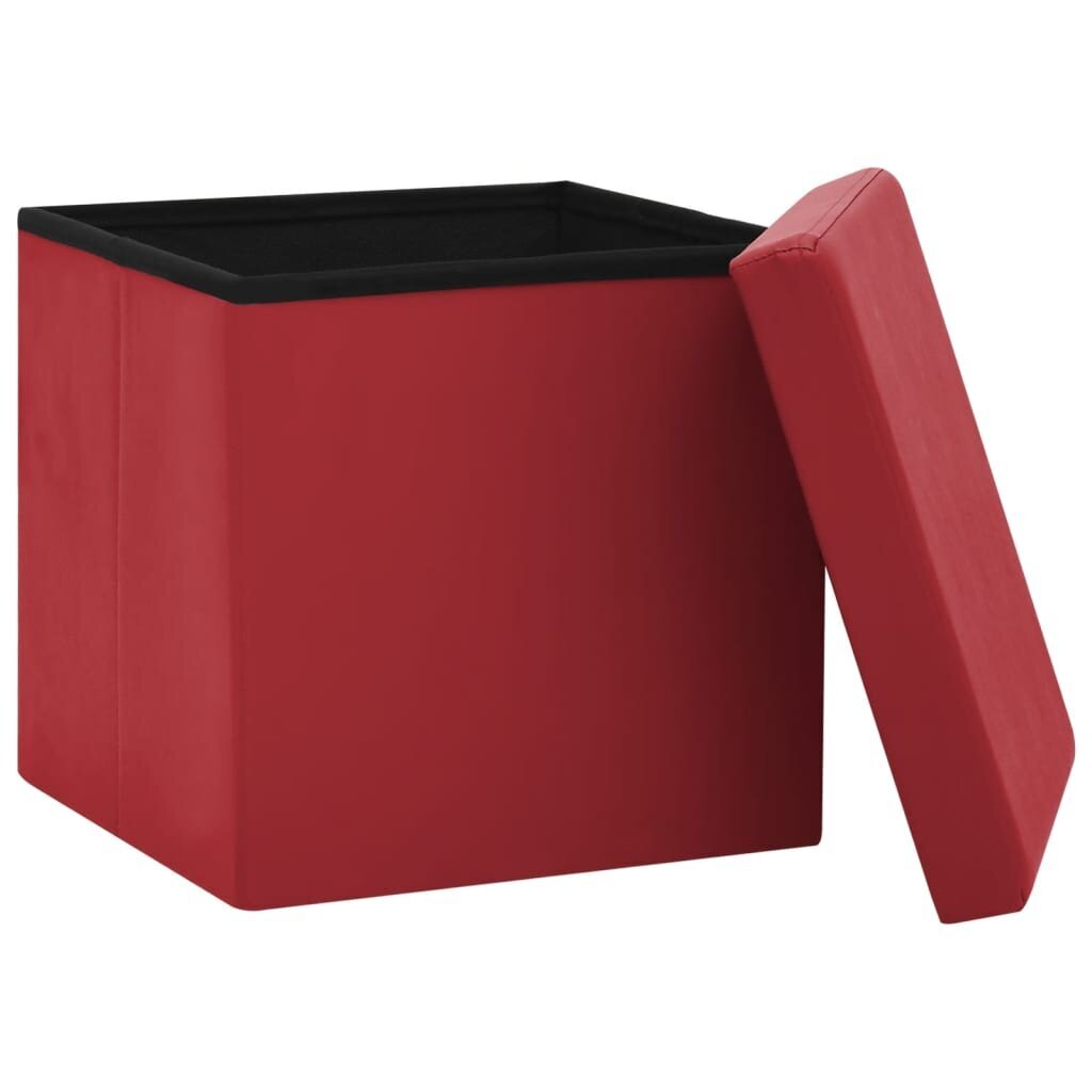 vidaXL Sulankstoma taburetė-daiktadėžė, raudonojo vyno spalvos, PVC kaina ir informacija | Virtuvės ir valgomojo kėdės | pigu.lt