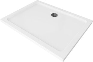 Stačiakampis dušo padėklas Mexen Flat Slim su sifonu, White+Black, 80x70 cm kaina ir informacija | Dušo padėklai | pigu.lt