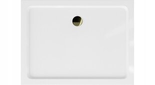 Stačiakampis dušo padėklas Mexen Flat Slim su sifonu, White+Gold, 80x70 cm kaina ir informacija | Dušo padėklai | pigu.lt
