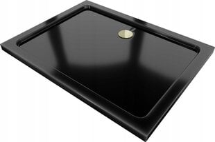 Stačiakampis dušo padėklas Mexen Flat Slim su sifonu, Black+Gold, 100x70,80,90 cm kaina ir informacija | Dušo padėklai | pigu.lt