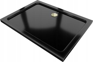 Stačiakampis dušo padėklas Mexen Flat Slim su sifonu, Black+Gold, 120x70,80,90,100 cm kaina ir informacija | Dušo padėklai | pigu.lt