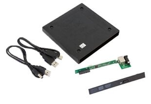 Išorinis USB SATA dėklas / dėklas 12,7 mm SATA SLIM CD / DVD optiniam įrenginiui. kaina ir informacija | Išorinių kietųjų diskų dėklai | pigu.lt