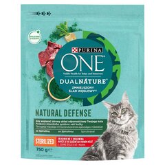 Purina DualNature Natural Defense sterilizuotoms katėms su jautiena, 750 g kaina ir informacija | Sausas maistas katėms | pigu.lt