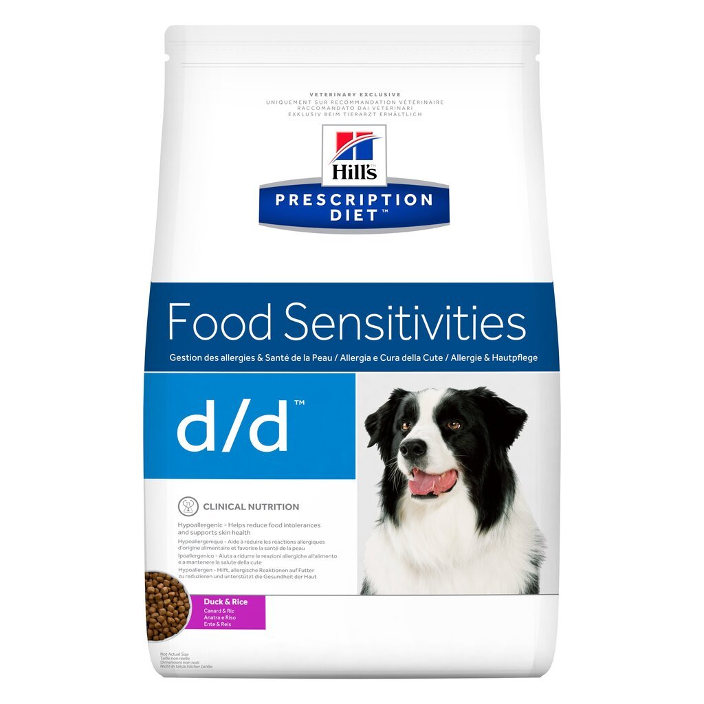 Hill's Prescription Diet d/d Canine sausas maistas alergiškiems šunims su antiena ir ryžiais, 4 kg цена и информация | Sausas maistas šunims | pigu.lt