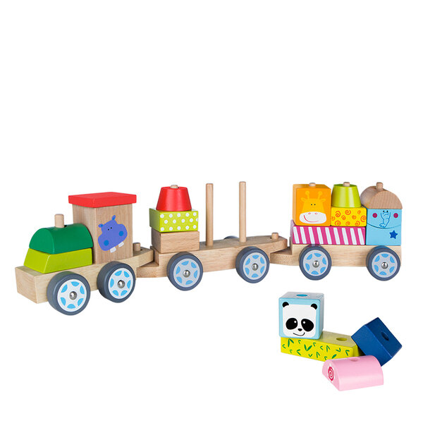 Medinis gyvūnų traukinys Woomax, 18M+ kaina ir informacija | Žaislai kūdikiams | pigu.lt