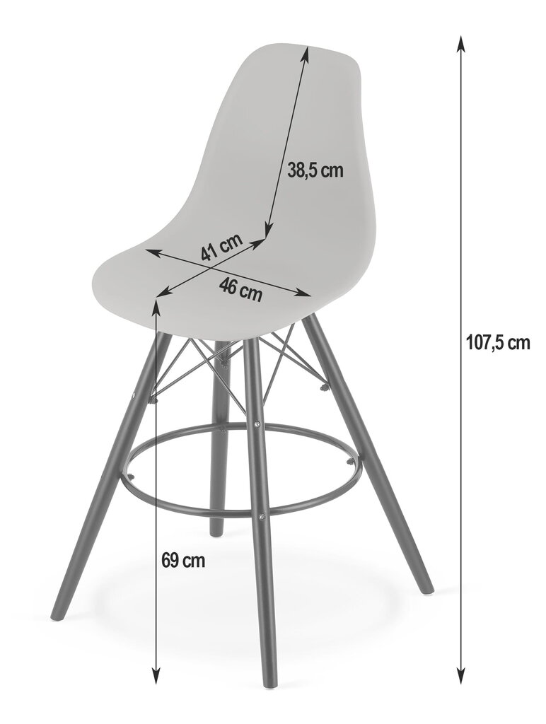 Baro kėdė Lamal, pilka/ruda kaina ir informacija | Virtuvės ir valgomojo kėdės | pigu.lt