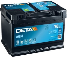 Aккумулятор Deta DK700 AGM 70Ah, 760A, 12V (- +) 278x175x190 цена и информация | Аккумуляторы | pigu.lt