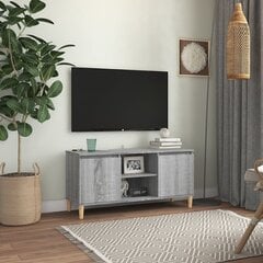 TV spintelė su medinėmis kojelėmis, 103,5x35x50 cm, pilka цена и информация | Тумбы под телевизор | pigu.lt