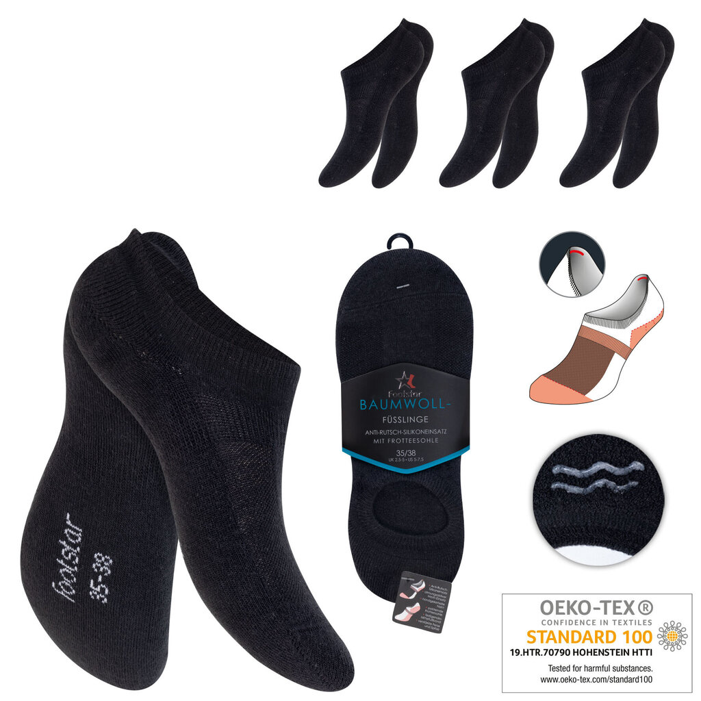 Unisex pėdutės su silikonu Footstar 71317, 3 poros цена и информация | Vyriškos kojinės | pigu.lt