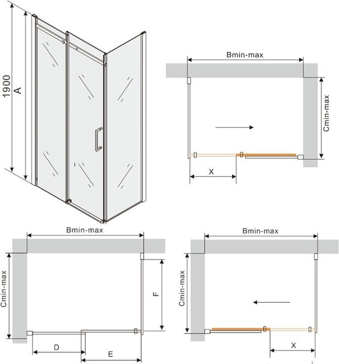 Dušo kabina Mexen Omega su padėklu ir sifonu, Chrome+White/Chrome, 110x70,80,90,100 cm kaina ir informacija | Dušo kabinos | pigu.lt