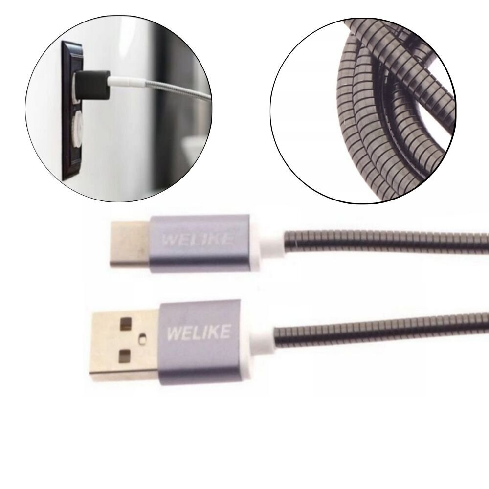 USB laidas su Micro USB jungtimi, Sidabrinės spalvos цена и информация | Laidai telefonams | pigu.lt