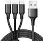 USB laidas su 3 rūšių jungtimis, Juodos spalvos kaina ir informacija | Laidai telefonams | pigu.lt