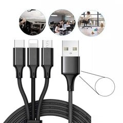 USB laidas su 3 rūšių jungtimis, Baltos spalvos kaina ir informacija | Laidai telefonams | pigu.lt