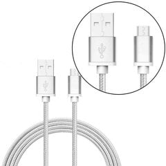 Micro USB laidas, dengtas virviniu sluoksniu, Baltos spalvos kaina ir informacija | Laidai telefonams | pigu.lt